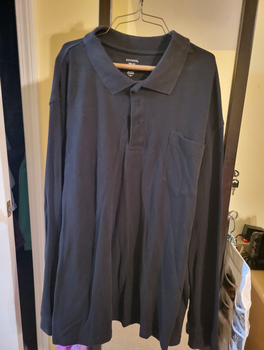George Men's Long-Sleeve Polo Shirt - Black